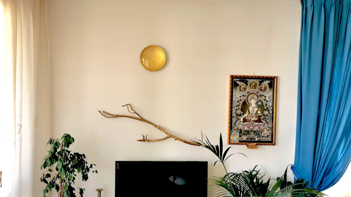 The Sun disc radiating in a living room