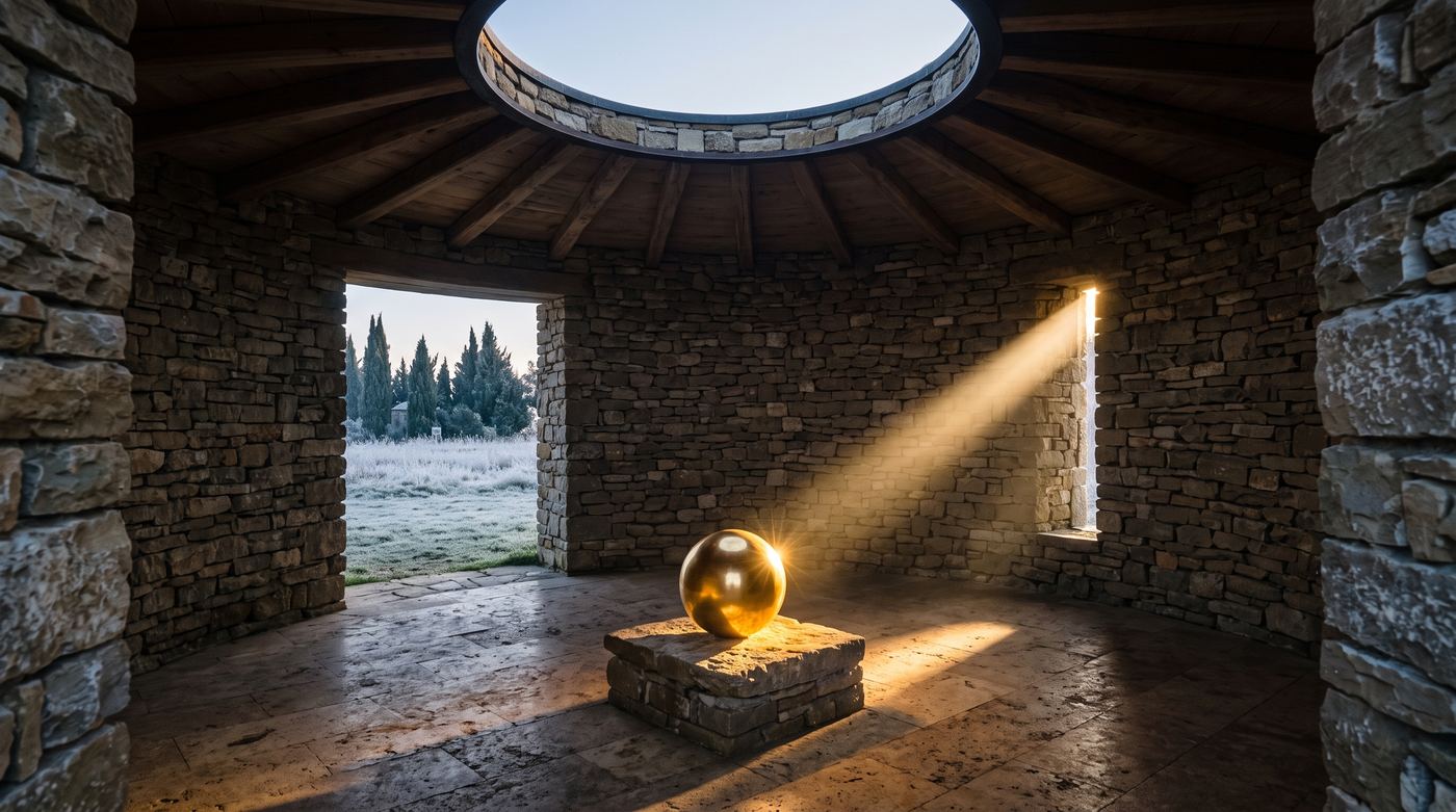 The Solar Hall — the winter solstice ray on the golden sphere